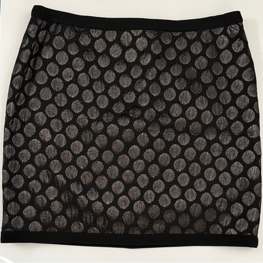 Moschino Cheap & Chic Lined Monochromatic Black with Black Polka Dots Mini Skirt